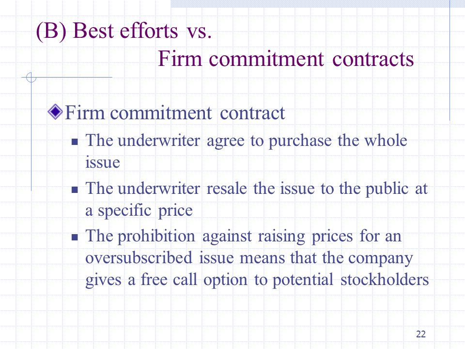 Underwriting agreement best efforts vs reasonable efforts